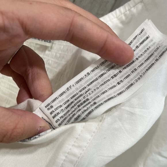 Abercrombie & Fitch White Puff Sleeve Square Neck Smocked Crop Top Womens Small - Picture 4 of 6